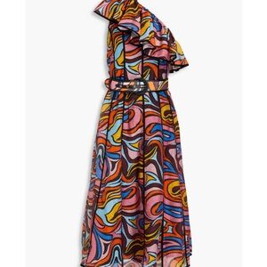 Rebecca Vallance Multicolor One-Shoulder Midi Dress